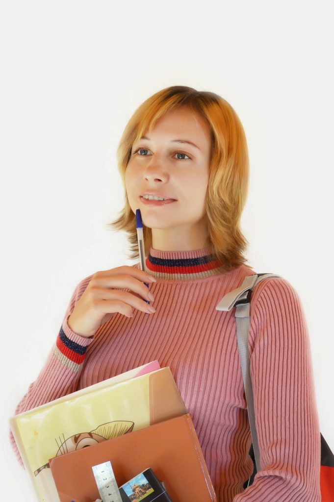 student, girl, books